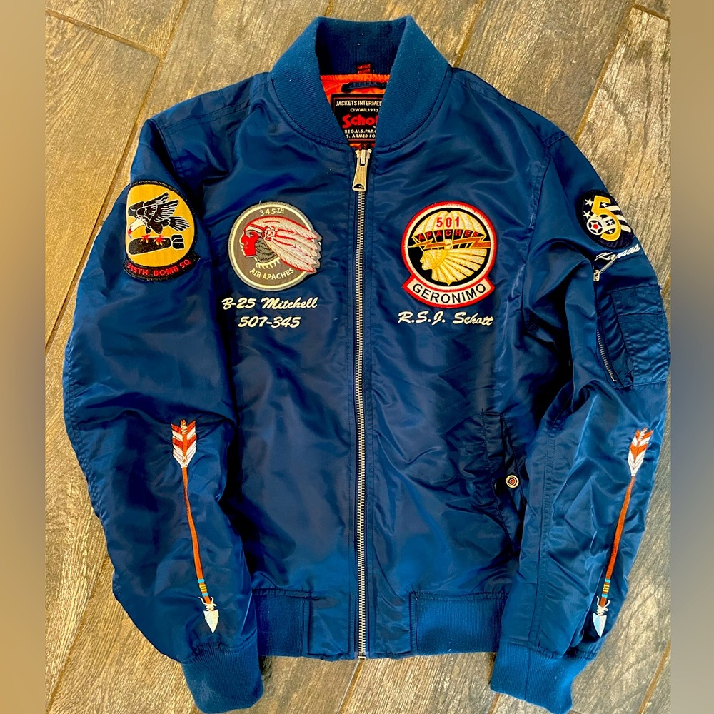 Schott Bomber Jacket w/ WW2 vintage replica patches. - Picture 1 of 3